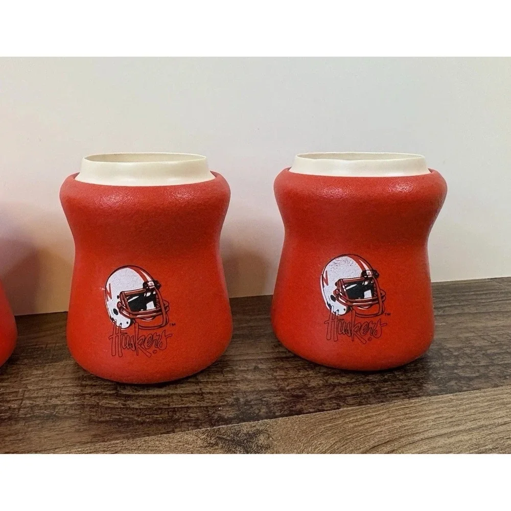 Lot Of 4 Vintage Nebraska Cornhuskers Can Koozies Koozie Huskers Helmet